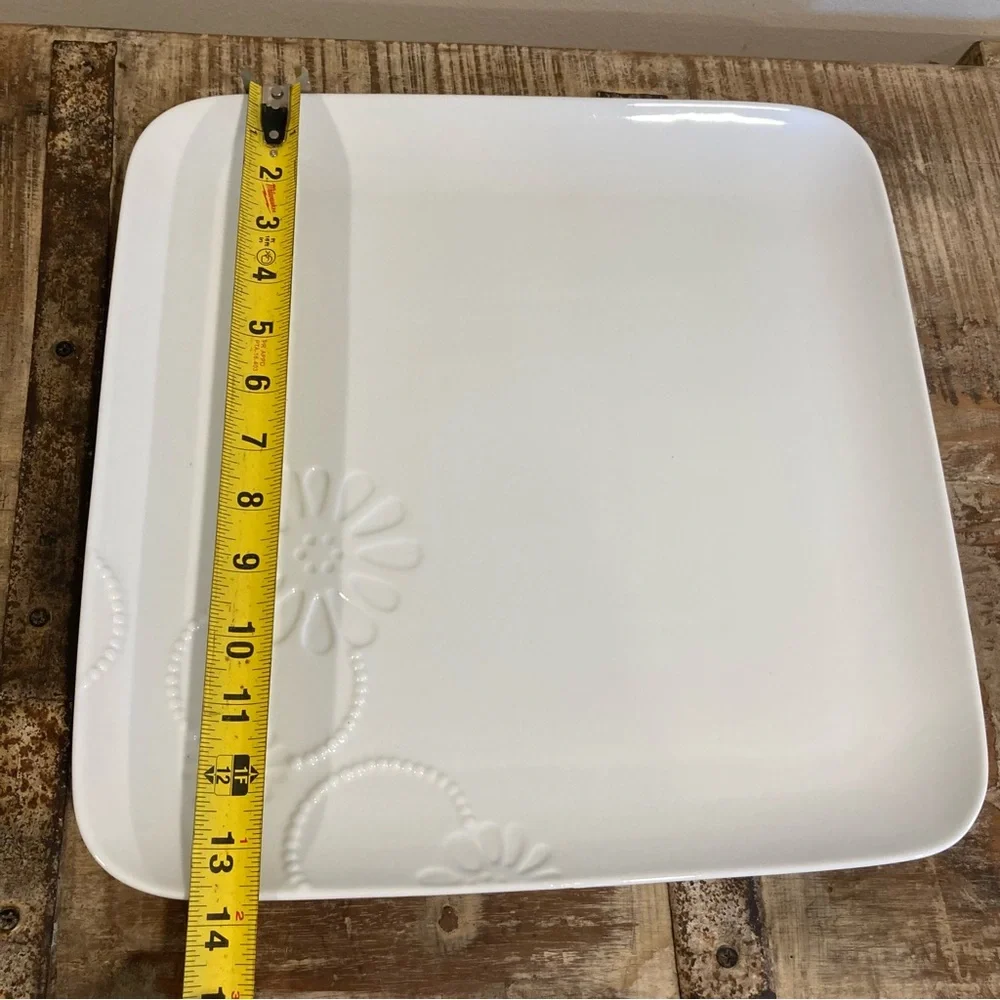 Princess House White Porcelain Serving Platter Marissa Square Oven Safe Tray